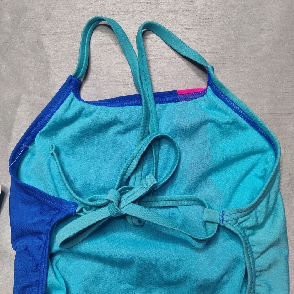 SPEEDO ENDURANCE Women 30 Chronos Blue One Piece Cheeky Tie Back Swimsuit NEW - Picture 10 of 13